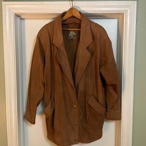 Wilson Brown Leather Jacket with Oversized Blazer Style